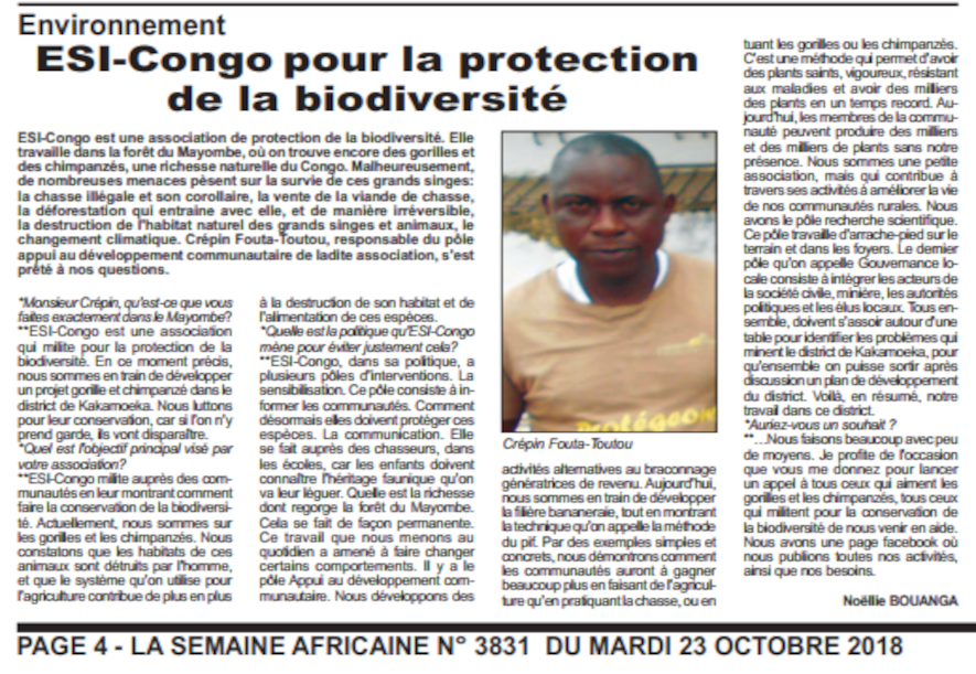 La Semaine Africaine, Environnement